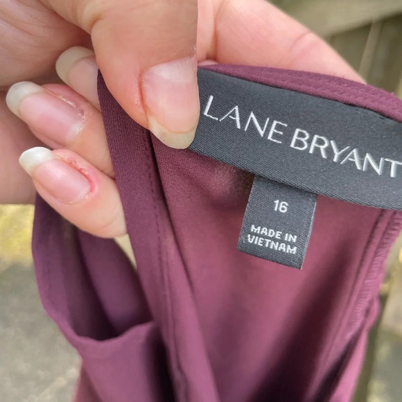 LANE BRYANT PURPLE SHEER FLOWY WAIST TIE BLOUSE - Picture 3 of 4